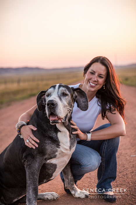 SenecaCreekPhotography.com by Allison Pluda - Beth and Jeremy Family Portraits with the Dogs and a 1966 Ford Mustang Wyoming Dirt Road Sunset