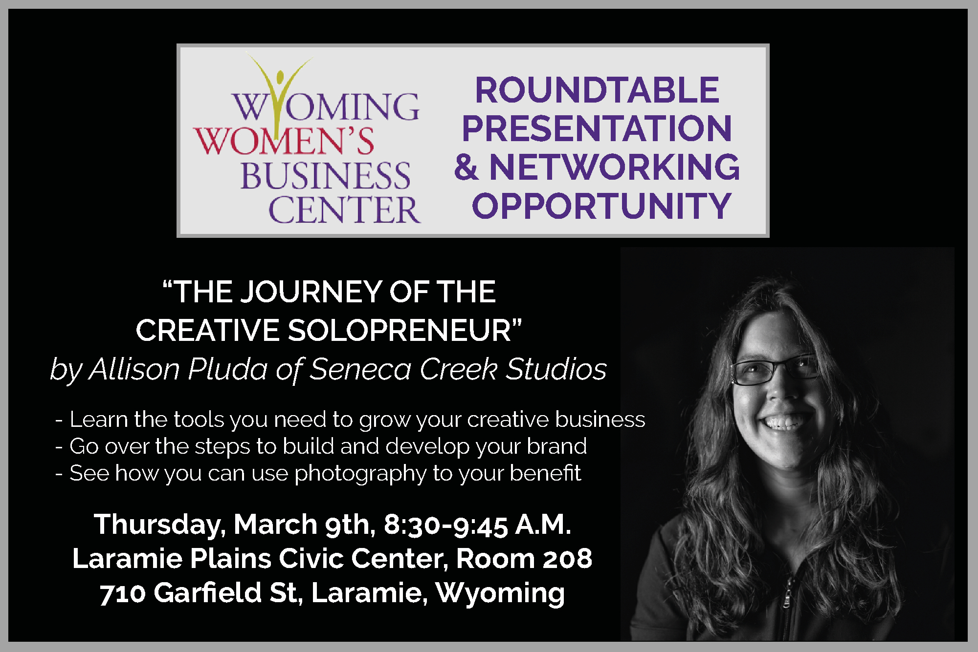 Seneca Creek Studios by Allison Pluda Roundtable Presentation at the Wyoming Women's Business Center in Laramie Wyoming