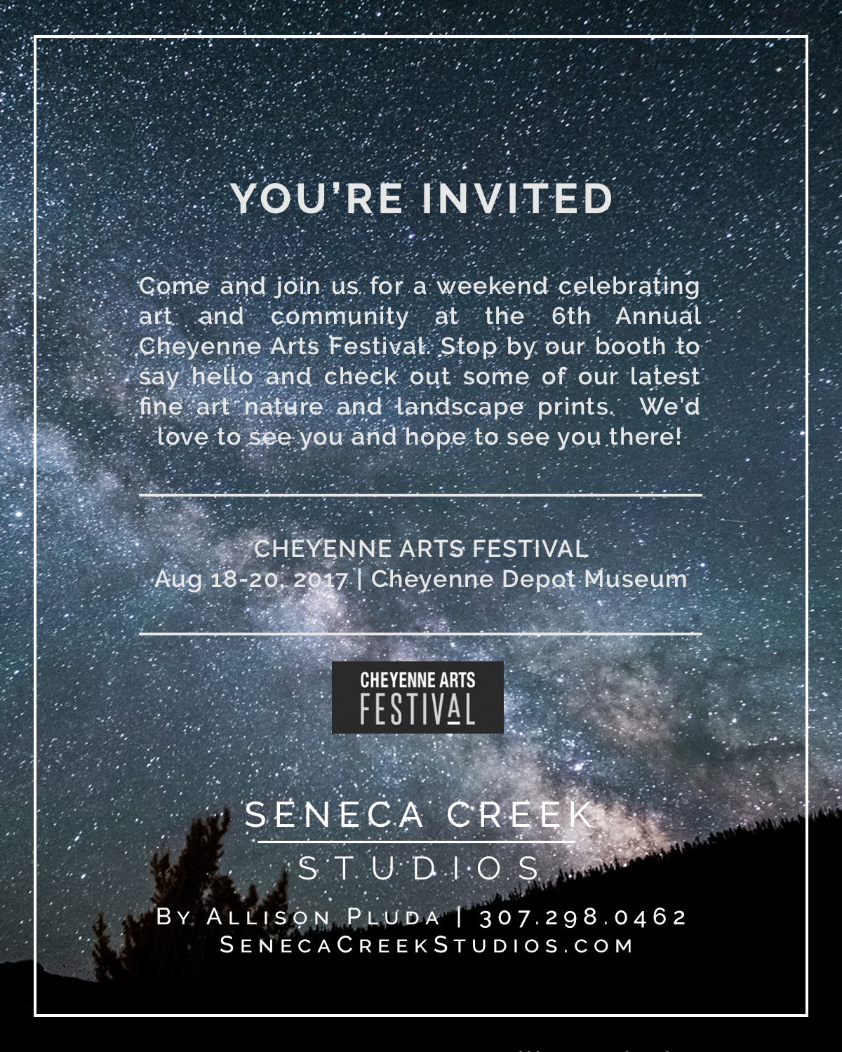SenecaCreekStudios.com by Allison Pluda | Fine Art Nature and Landscape Prints | Laramie, Wyoming | 2017 6th Annual Cheyenne Arts Festival