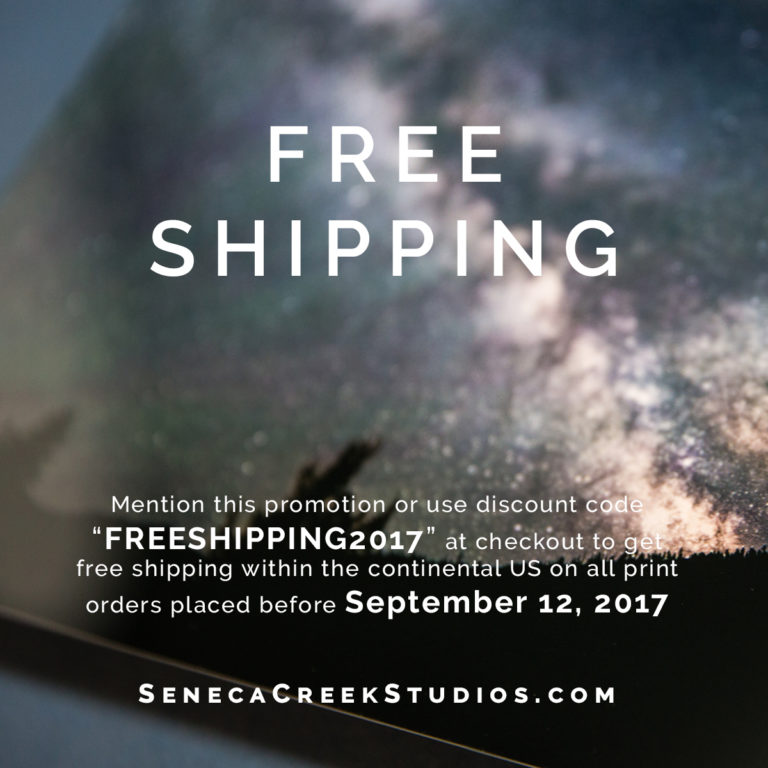 Free Shipping on All Fine Art Nature and Landscape Print Orders Until September 12, 2017